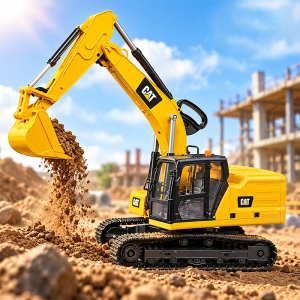 Büyük Boy Paletli Oyuncak Ekskavatör – Hareketli Kepçeli Caterpillar İnşaat Aracı